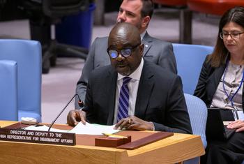 Adedeji Ebo, Director and Deputy to the High Representative of the UN Office for Disarmament Affairs, briefs the Security Council.