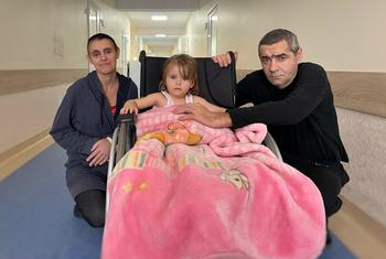 A two-year-old girl was seriously injured when a rocket struck her home in Lviv, Ukraine.