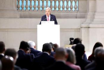 UN Secretary-General António Guterres addresses the AI Action Summit in Paris, France.