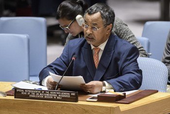 Mahamat Saleh Annadif, Special Representative of the Secretary-General and Head of the UN Multidimensional Integrated Stabilization Mission in Mali (MINUSMA), briefs the Security Council.