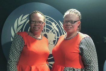 Mawuse Yakor-Hamidu (left) and her twin sister Mawunyo Yakor-Dagbah (right) at the Manshet studios in UN Headquarters in New York.