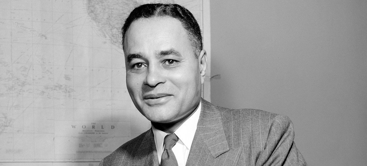Ralph Bunche, the veteran UN official and Nobel Peace Prize laureate. (1 September 1950) Ralph Bunche, the veteran UN official and Nobel Peace Prize laureate. (1 September 1950)