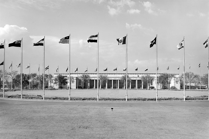 The New York City Building, at the old World's Fair grounds in Flushing Meadows, served temporarily as the location for the General Assembly between 1946 and 1950, until the completion of the UN Headquarters complex in Manhattan. UN Photo